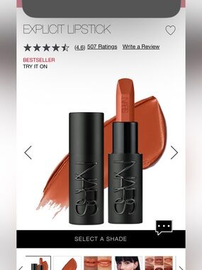 NARS lipstick + lipliner - “no shame” and “Juan Les pins” lip liner